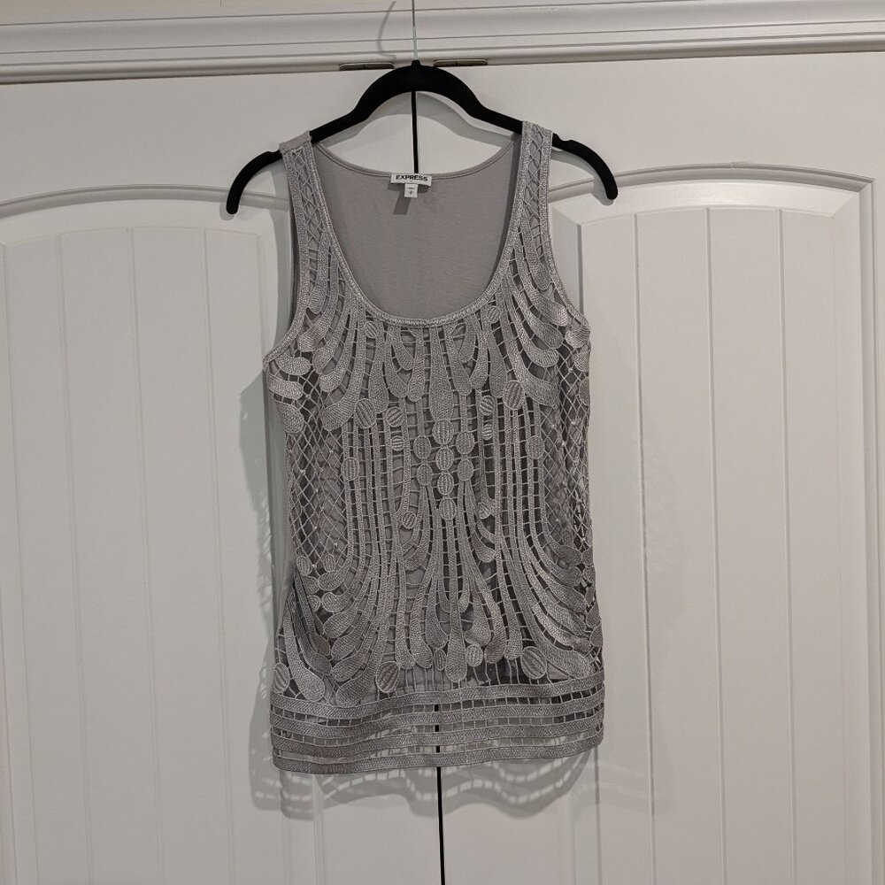 EXPRESS Gray Laced Scoop Neck Tank